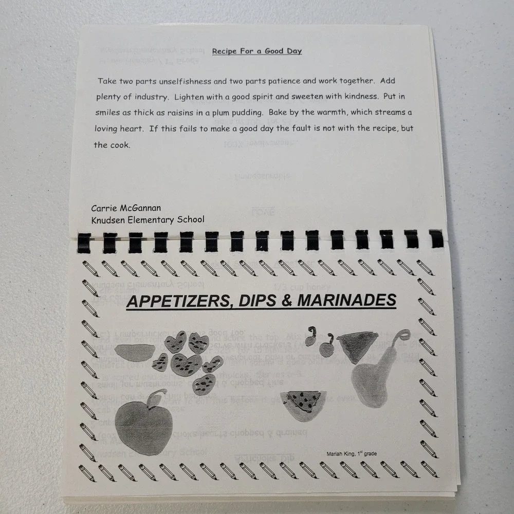 Knudsen Elementary‎ School Michigan Cookbook Artwork Pear Carrot Recipe Book